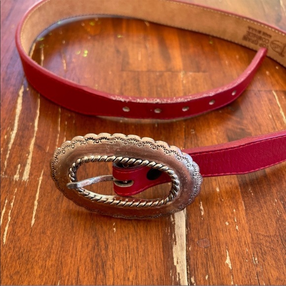 SOLD——JUSTIN BOOTS Red Leather Belt - Picture 8 of 8